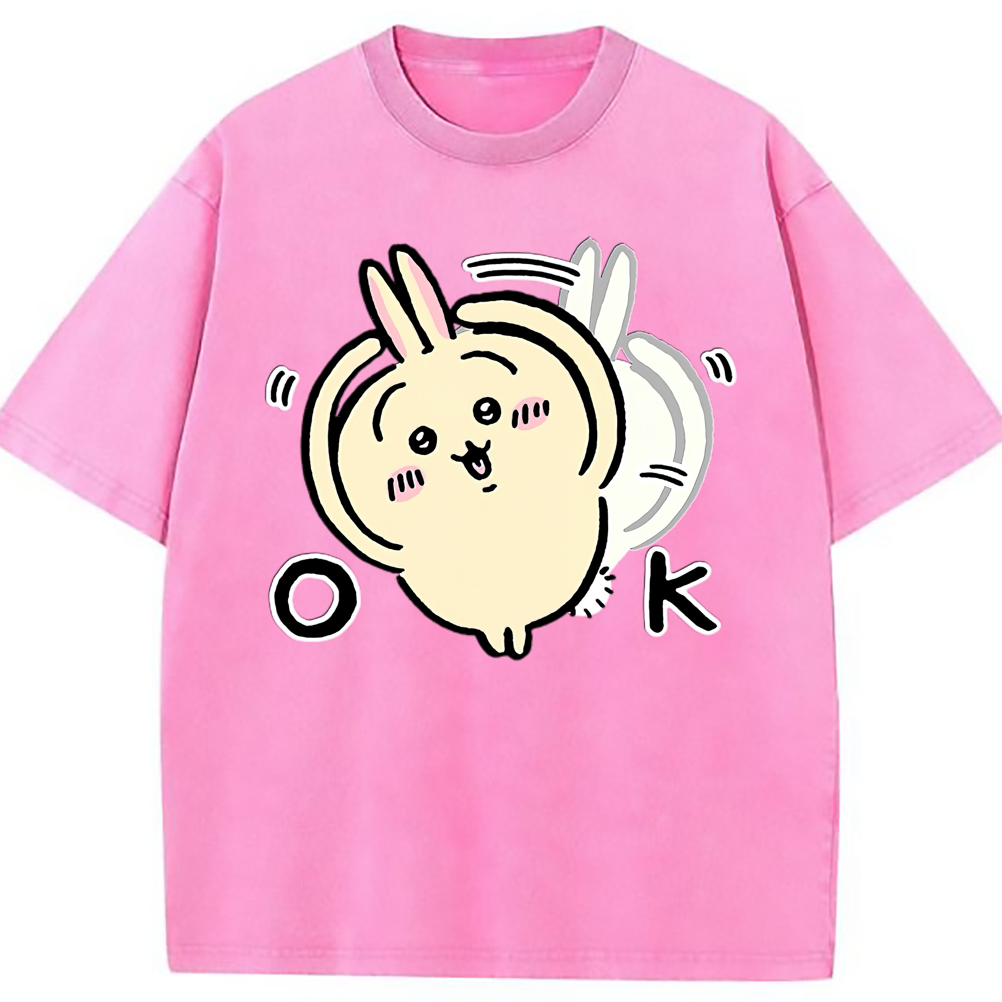 （画像用） ちいかわ うさぎ Chii-kawa usagi 綿100% ヴィンテージ風 半袖Tシャツ（フロントプリント）